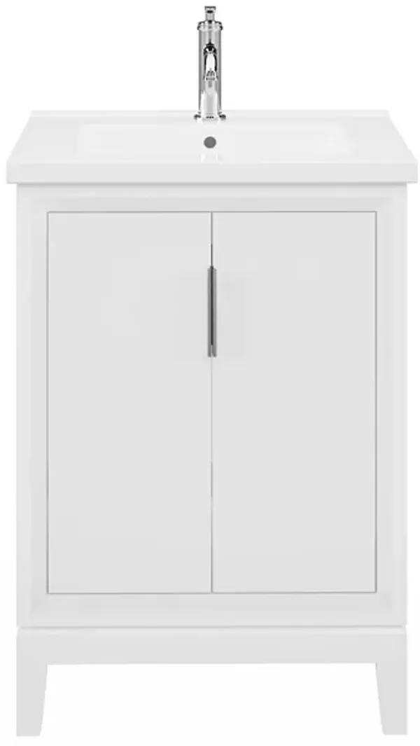 Elise 24 In. Integrated Ceramic Sink Top Vanity in Pure White