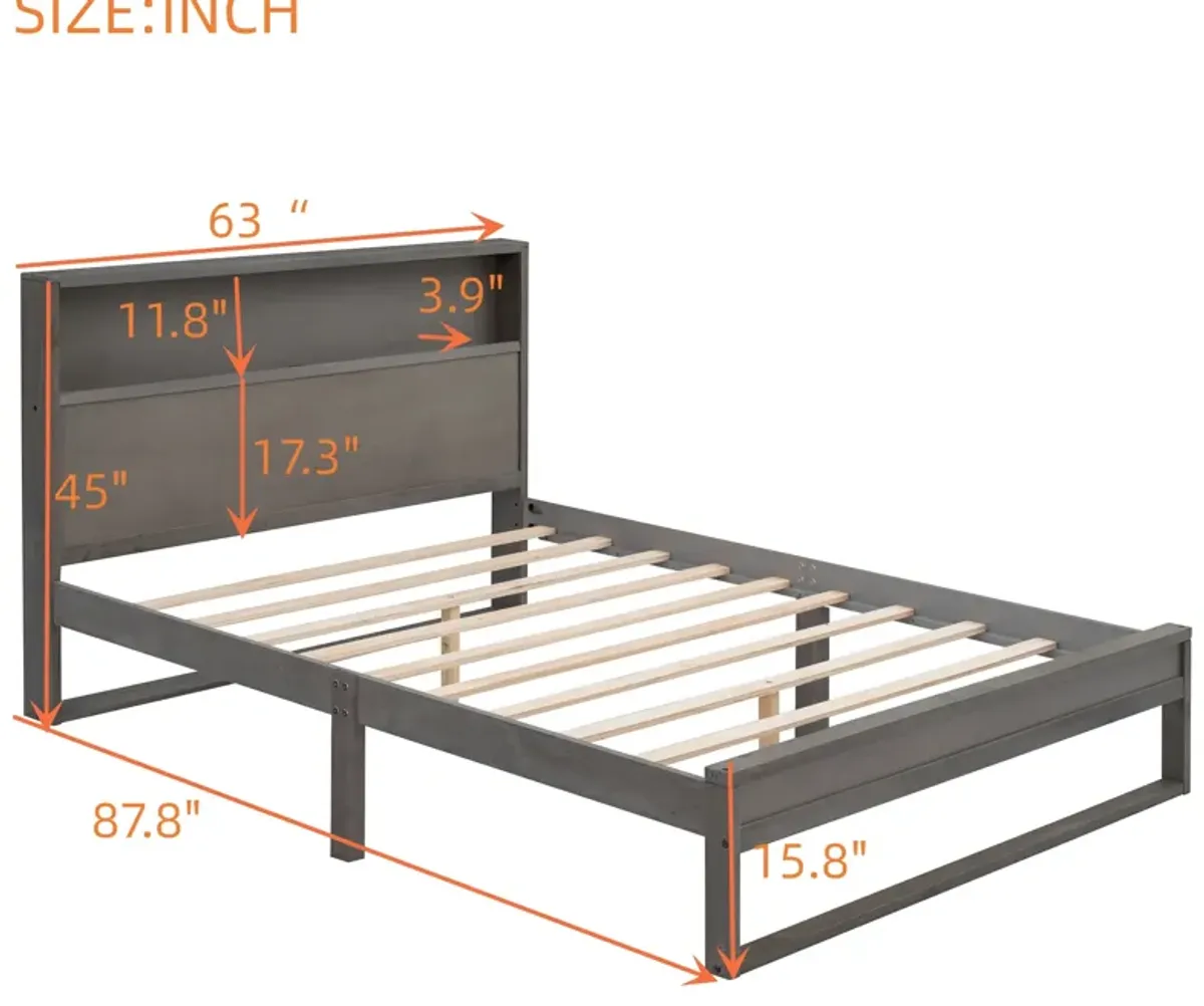 Merax Platform Bed with Storage Headboard