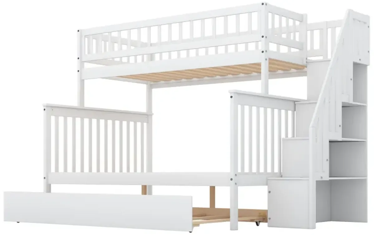 Twin Over Full Bunk Bed With Trundle And Staircase