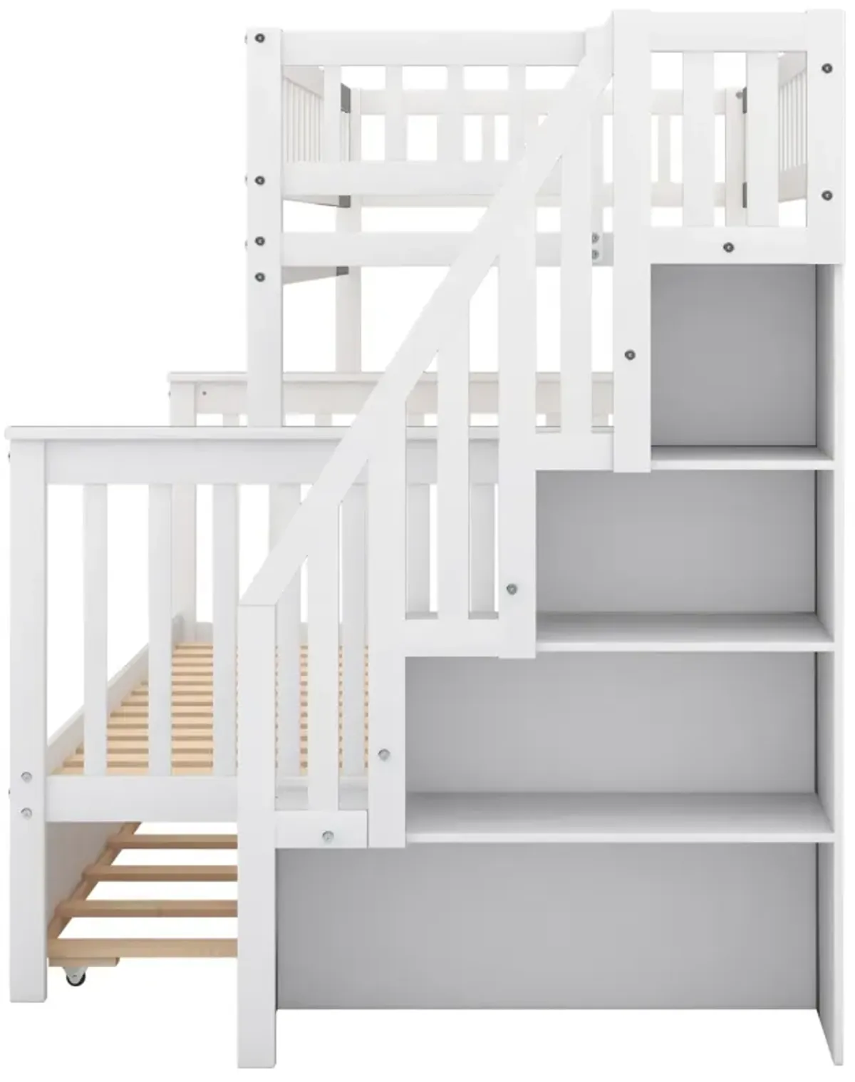 Twin Over Full Bunk Bed With Trundle And Staircase