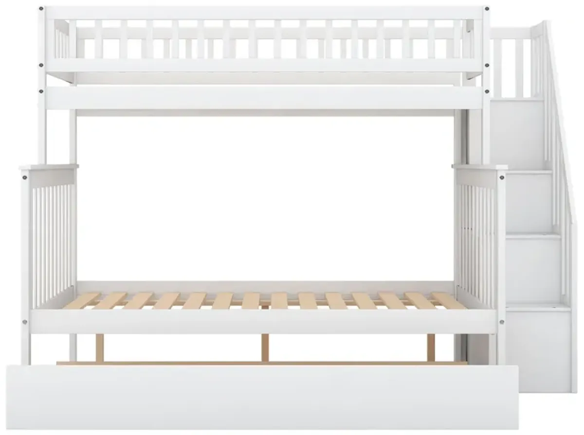 Twin Over Full Bunk Bed With Trundle And Staircase