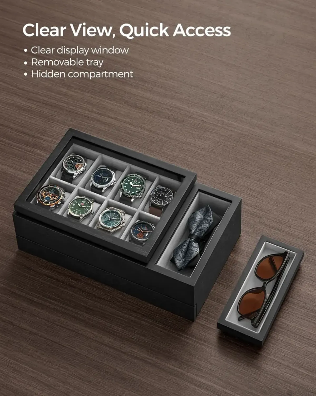 8-Slot Watch Box Premium Storage with Elegant Design and Protective Linings