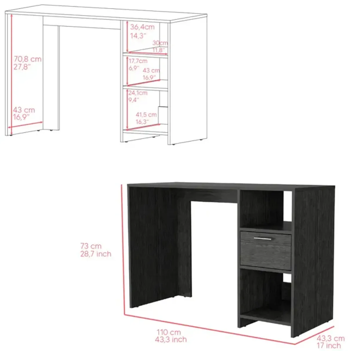 Computer Desk Odessa, Office, Smoky Oak