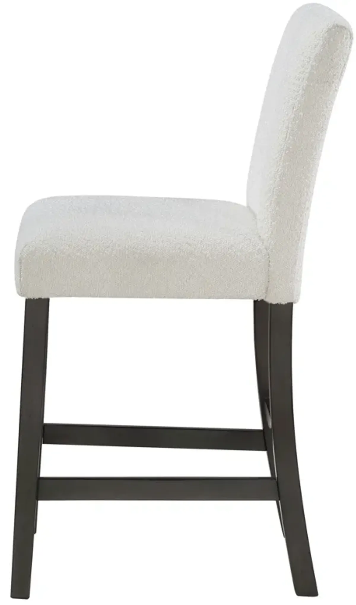 Alora Counter Height Dining Chair Set of 2, White Boucle, Charcoal Gray - Benzara