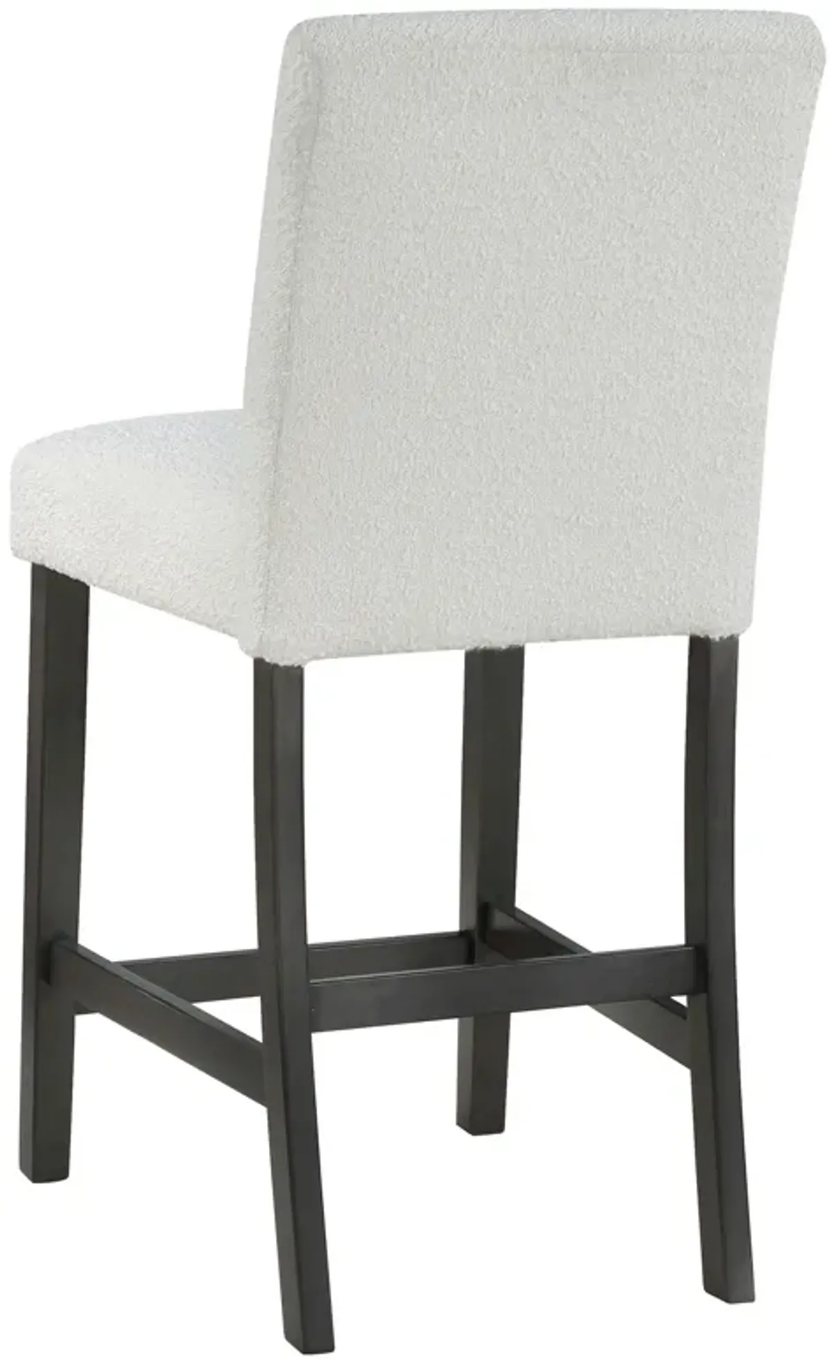 Alora Counter Height Dining Chair Set of 2, White Boucle, Charcoal Gray - Benzara