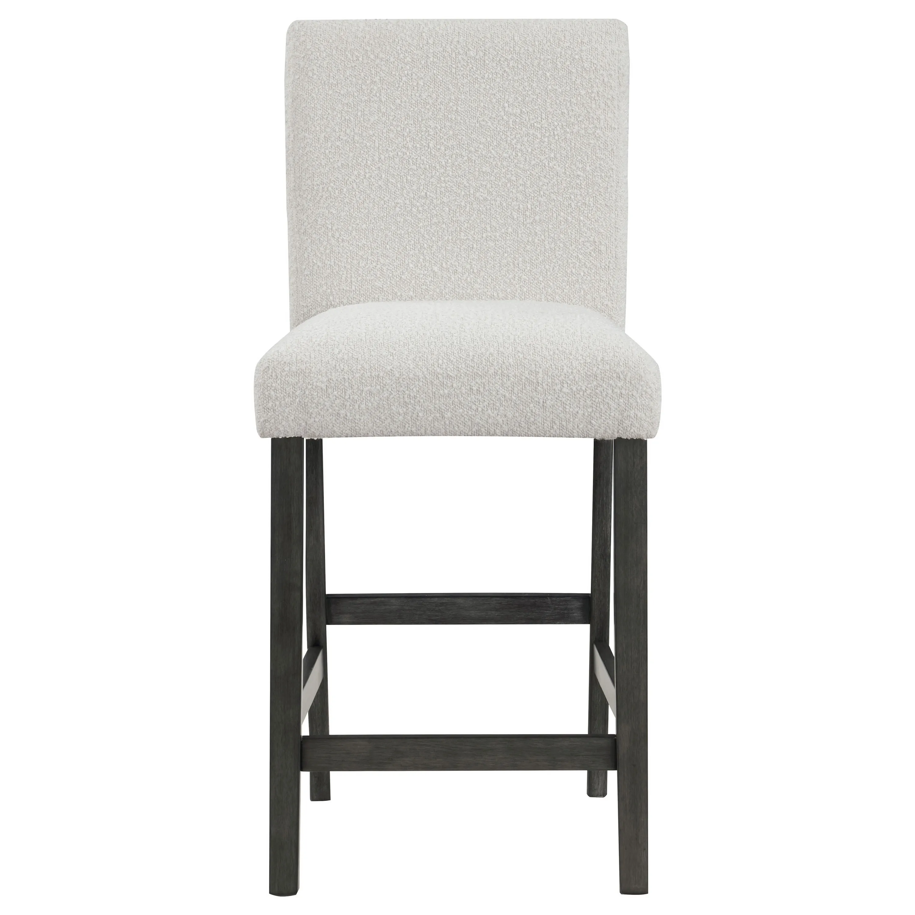 Alora Counter Height Dining Chair Set of 2, White Boucle, Charcoal Gray - Benzara