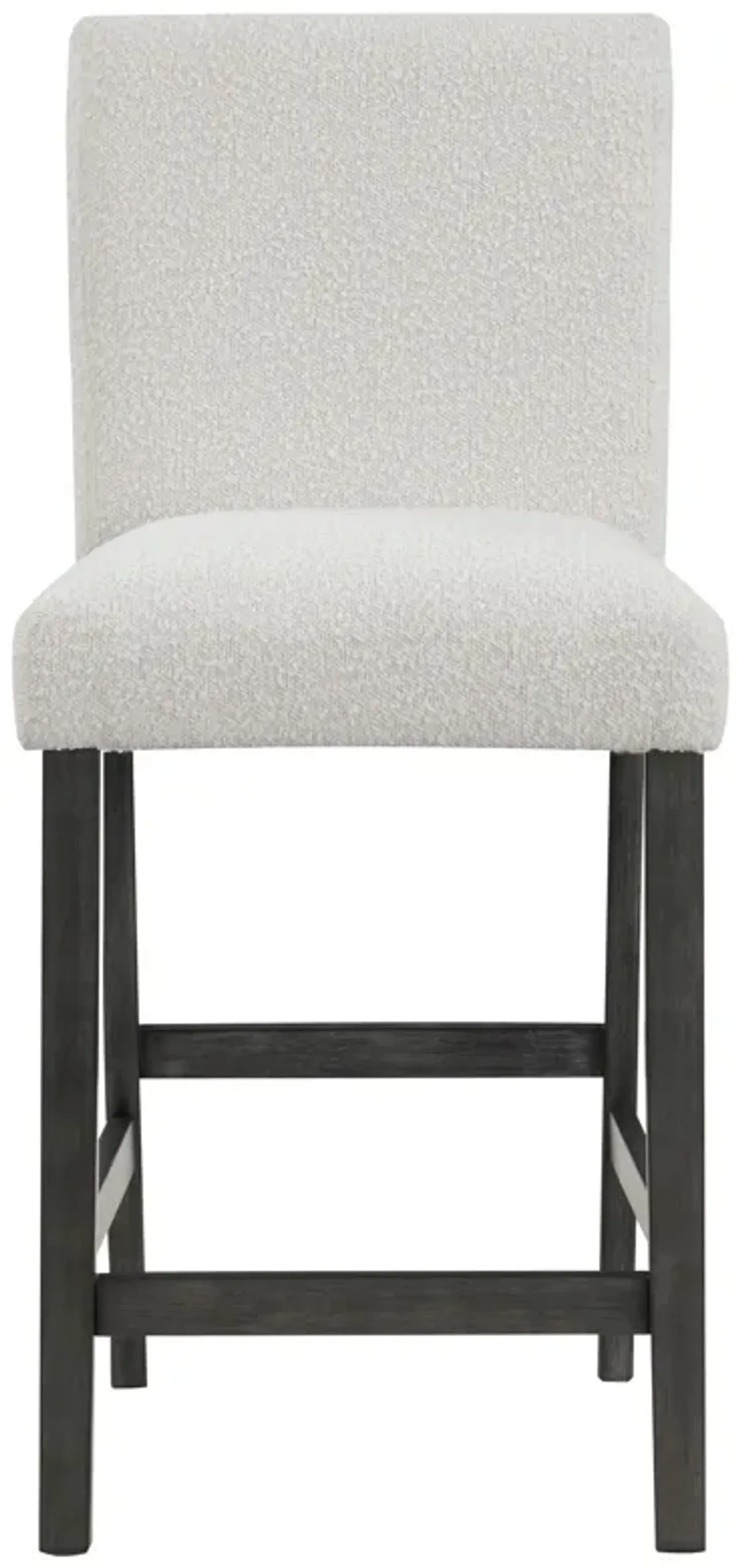 Alora Counter Height Dining Chair Set of 2, White Boucle, Charcoal Gray - Benzara