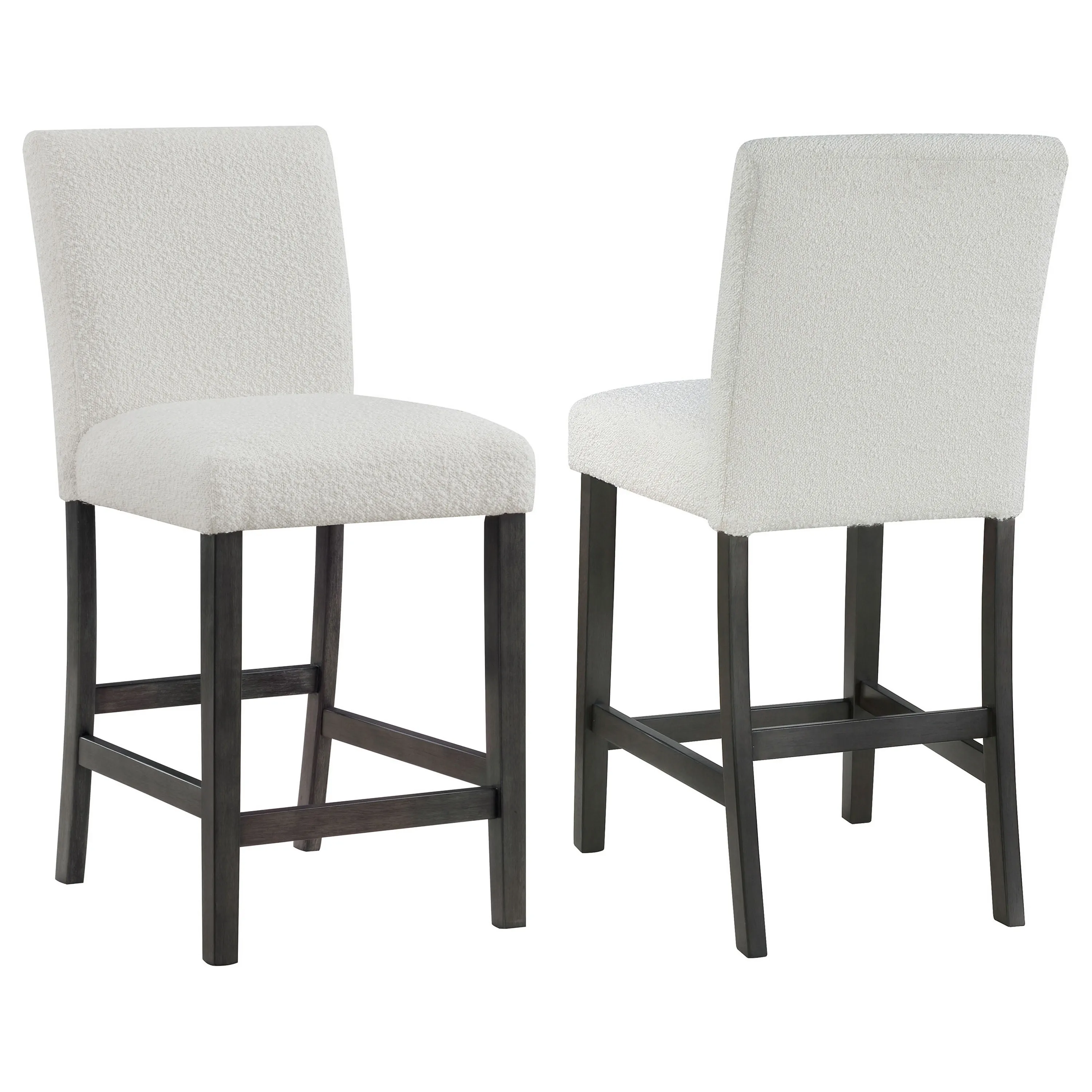 Alora Counter Height Dining Chair Set of 2, White Boucle, Charcoal Gray - Benzara