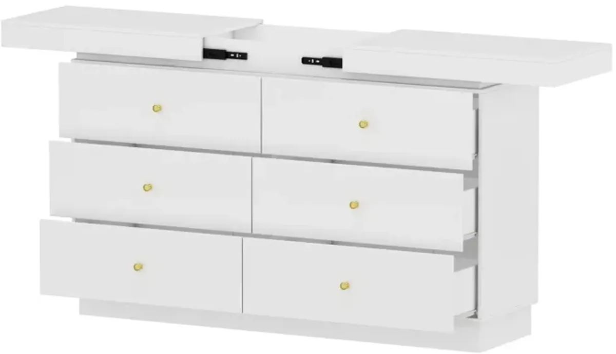 55.1"Wide 6 Drawer Double Dresser