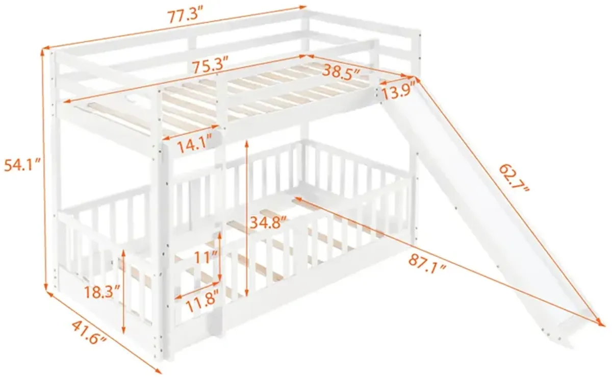 Twin Over Twin Bunk Bed With Slide And Ladder