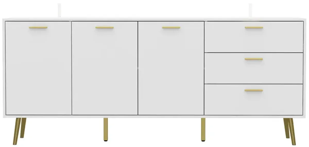 FUFU&GAGA Modern Sideboard Buffet Cabinet with 3 Drawers and 3 Doors, (70.9" W x 15.7" D x 30" H),White