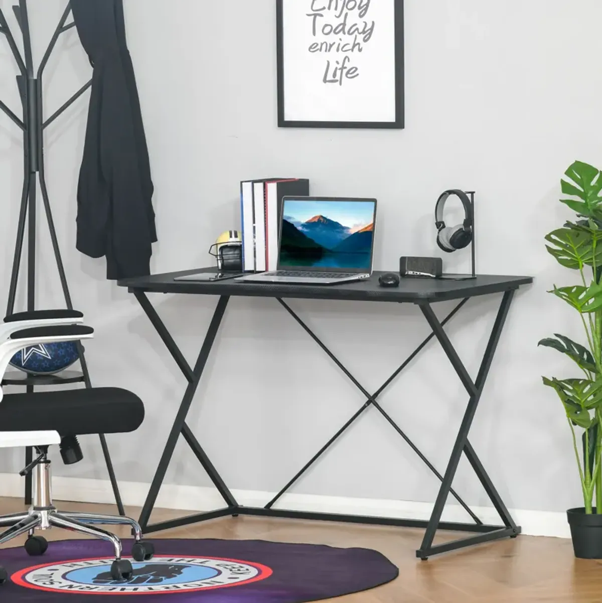 Carbon Fiber-Like Designed Writing Desk with Heavy 66 lb Support and Foot Pads