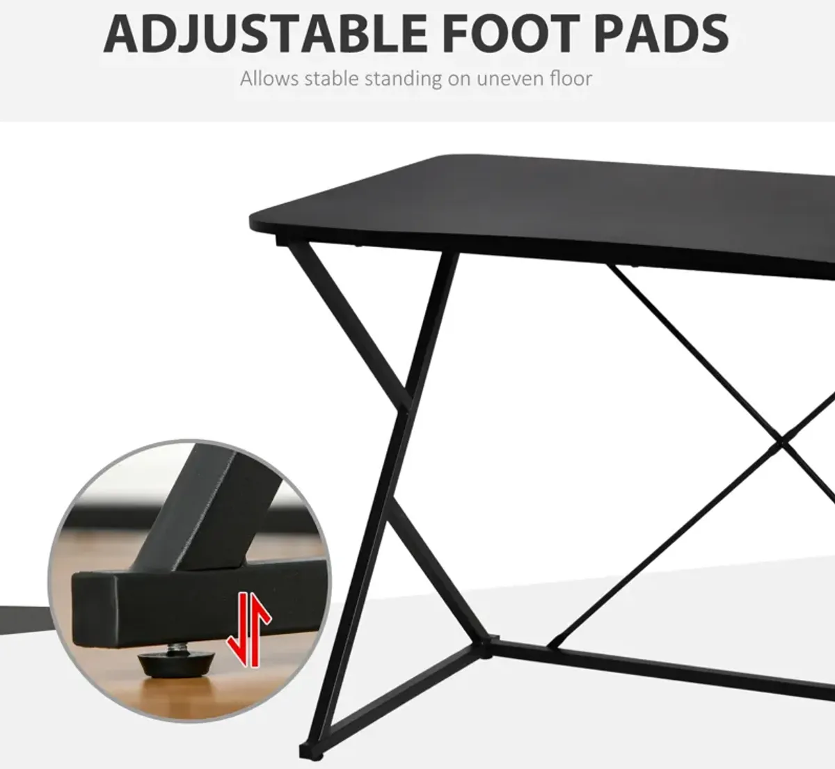 Carbon Fiber-Like Designed Writing Desk with Heavy 66 lb Support and Foot Pads