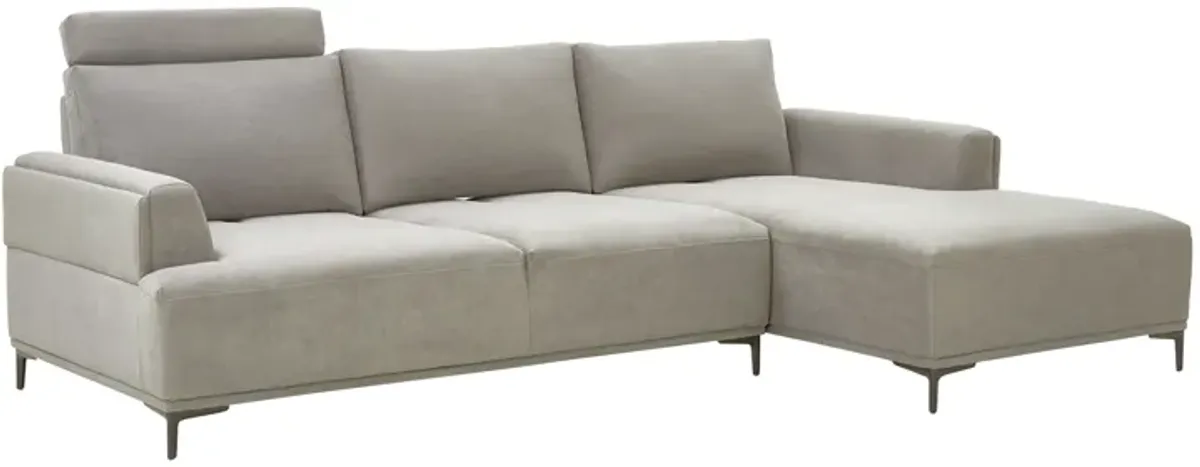 Pasargad Home Modern Lucca Sectional Sofa with Push Back Functional, Right Facing Chaise, Beige