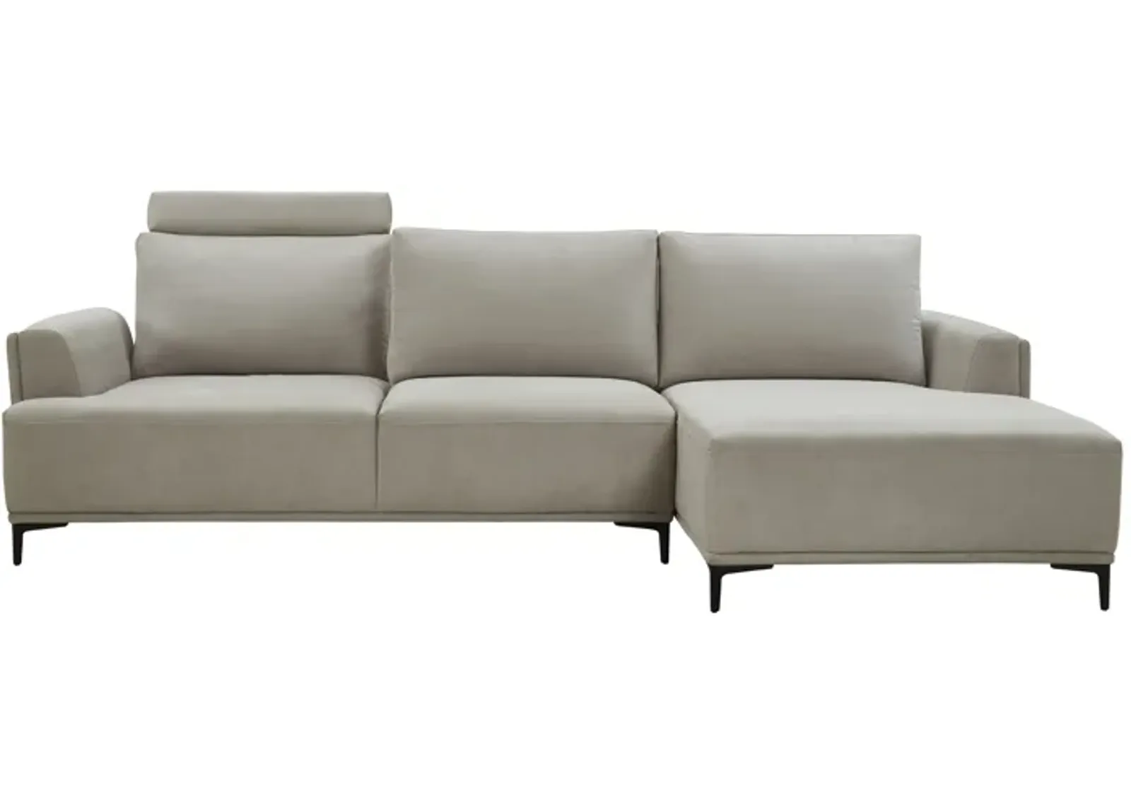 Pasargad Home Modern Lucca Sectional Sofa with Push Back Functional, Right Facing Chaise, Beige