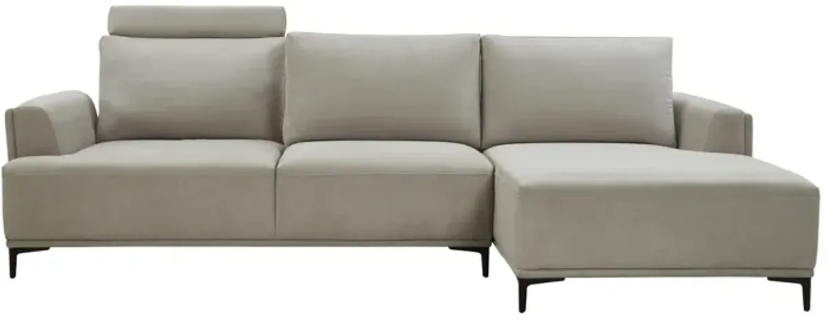 Pasargad Home Modern Lucca Sectional Sofa with Push Back Functional, Right Facing Chaise, Beige