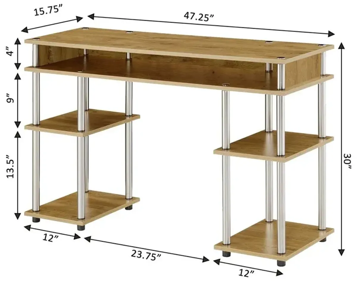 Convenience Concepts Designs2Go No Tools Student Desk with Shelves, R4-0541