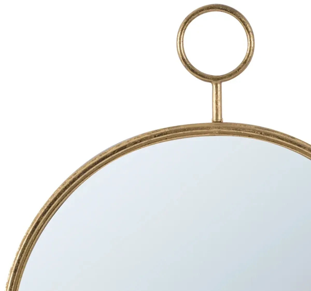 Oval Shape Metal Frame Wall Mirror, Small, Gold-Benzara