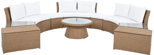 Merax Outdoor Sectional Half Round Patio Rattan Sofa Set