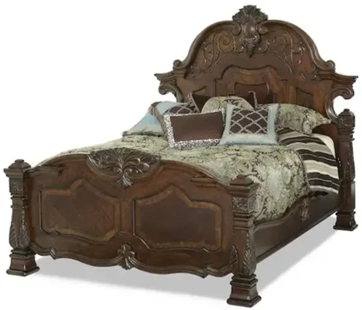 Michael Amini Windsor Court Eastern King Masion Bed - Vintage Fruitwood