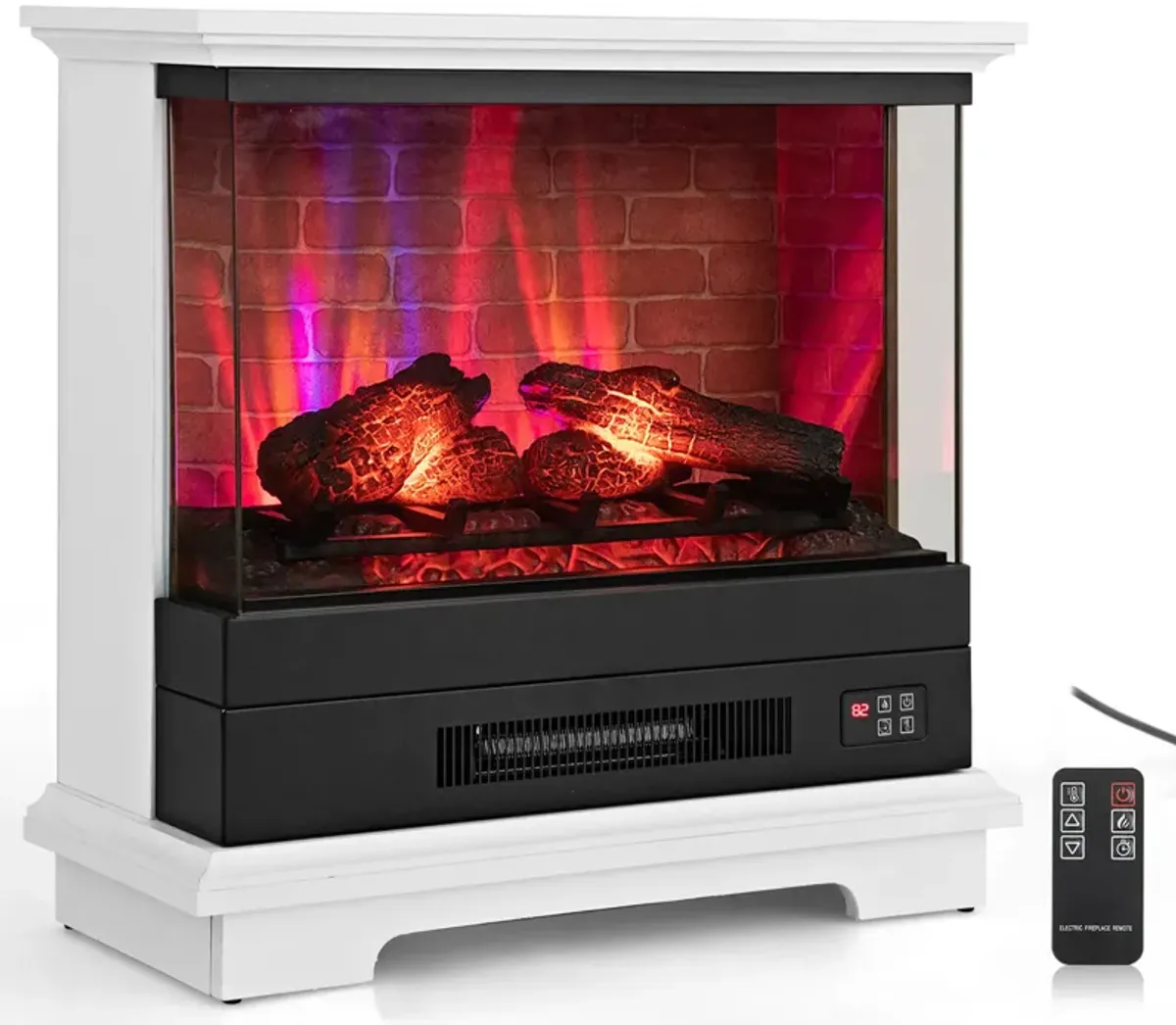 27 Inch Freestanding Fireplace with Remote Control