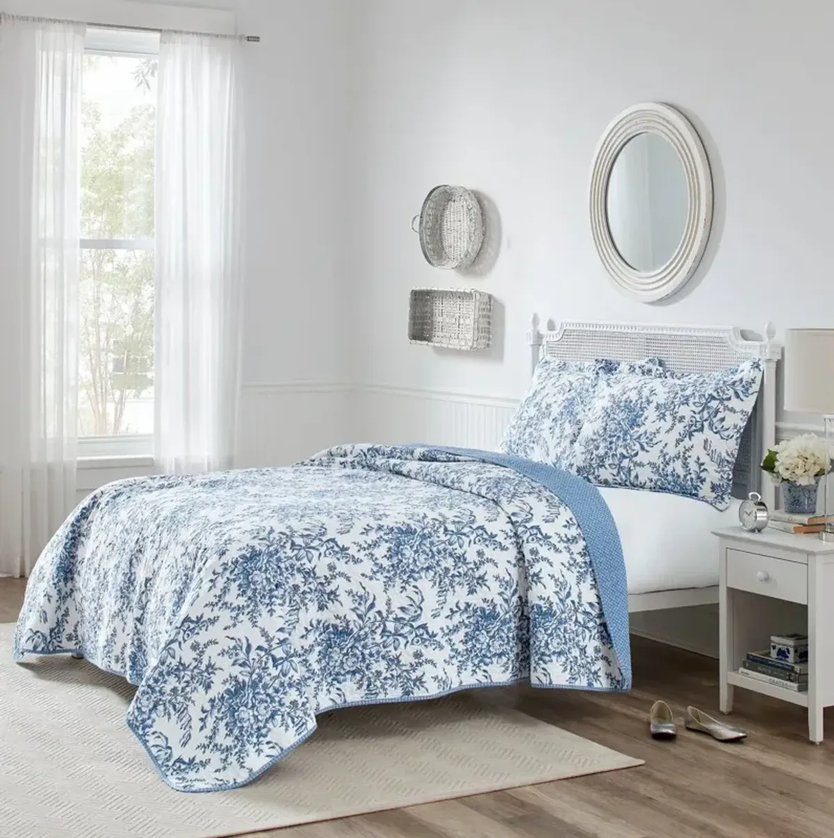 Reversible 3-Piece Bed-in-a-Bag Floral Cotton Quilt Set, Cozy Bedding For Bedroom