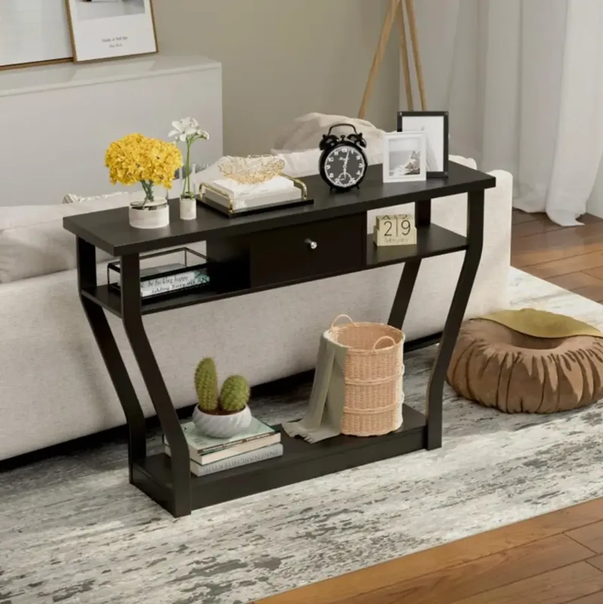 Hivvago Console Hall Table with Storage Drawer and Shelf