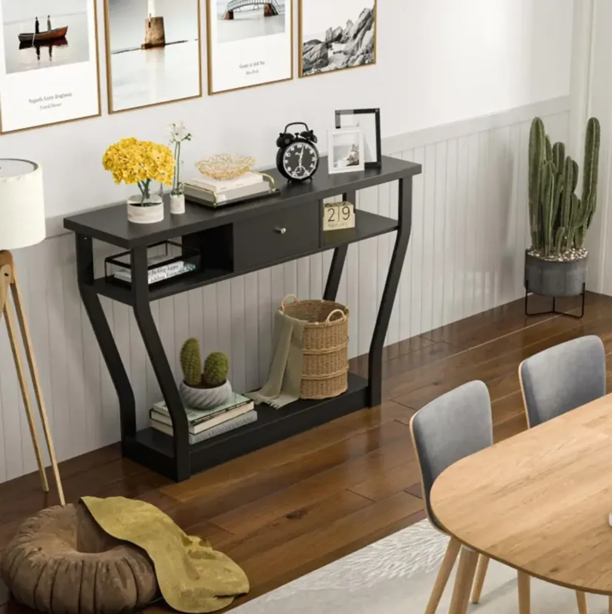 Hivvago Console Hall Table with Storage Drawer and Shelf