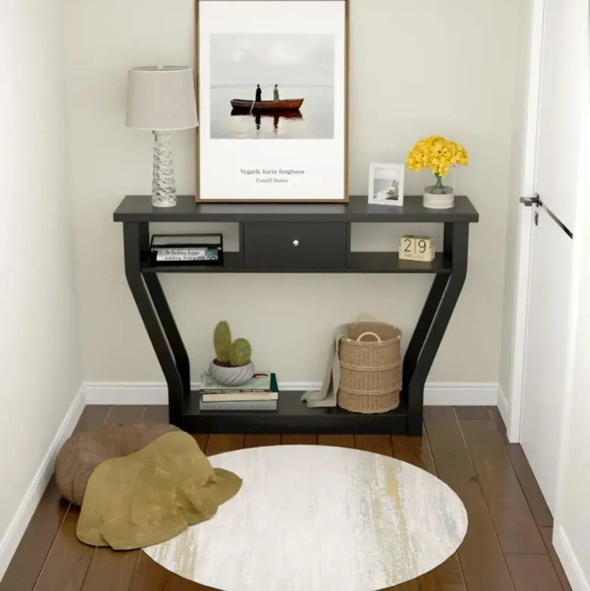 Hivvago Console Hall Table with Storage Drawer and Shelf