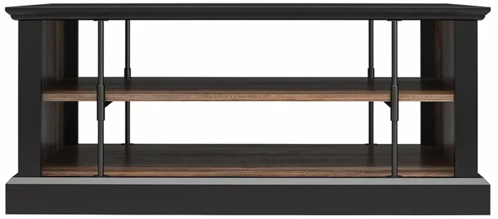 Hoffman Two-Toned Rustic Coffee Table with 2 Shelves, Black and Walnut