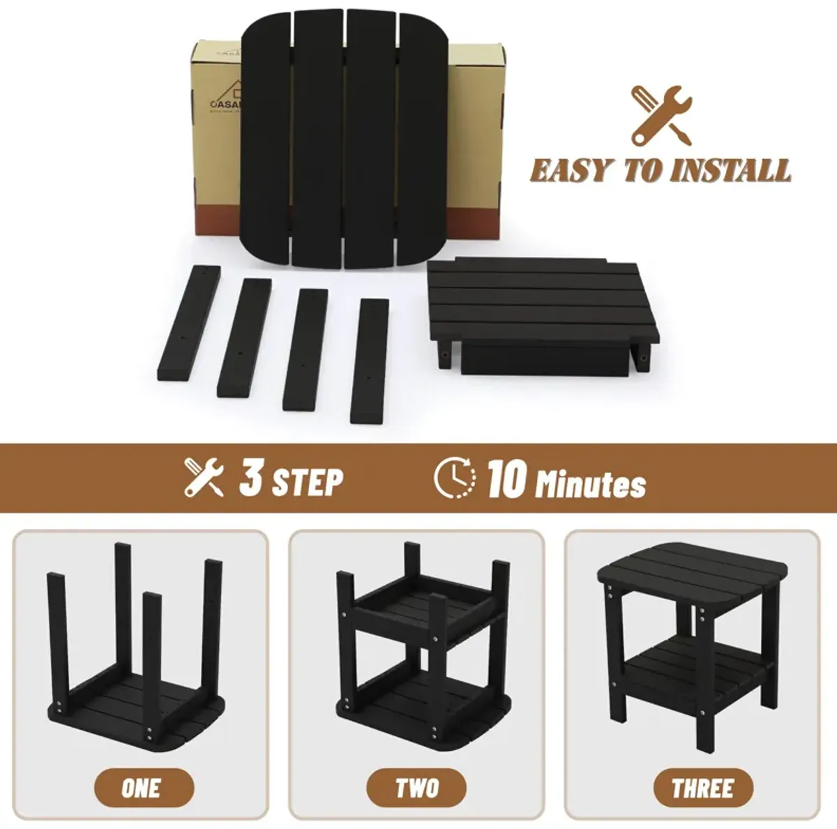 Double side table with curved edges made of HIPS material for greater durability suitable for outdoor and indoor