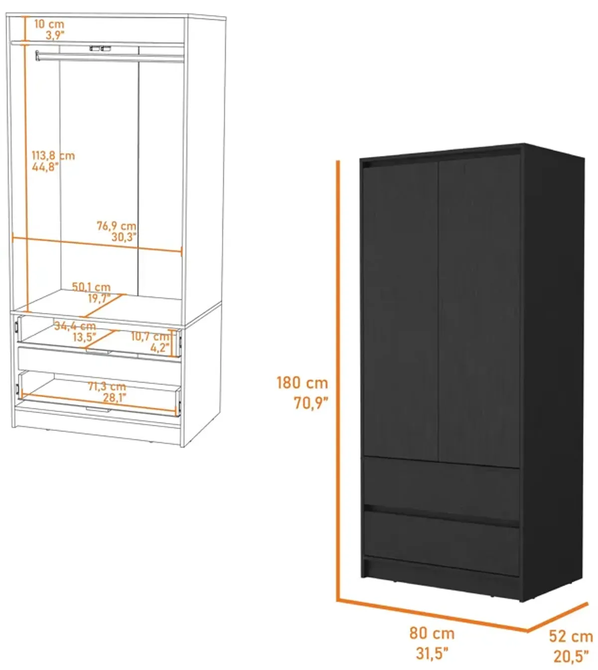 Avra 2 Drawers Armoire