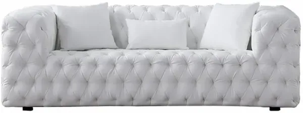 AE-D821 MODERN WHITE TUFTED DESIGN FAUX LEATHER WITH LEATHER MATCH SOFA