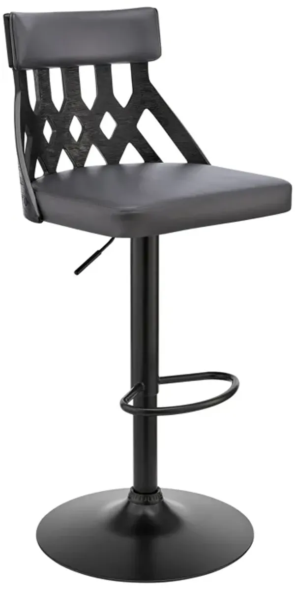 Angelo Adjustable Swivel Faux Leather Wood Bar Stool