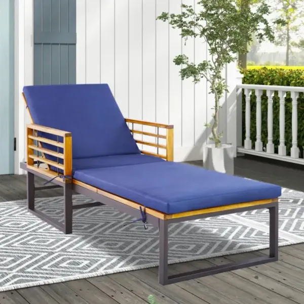 Hivvago Adjustable Cushioned Patio Chaise Lounge Chair with 4-Level Backrest
