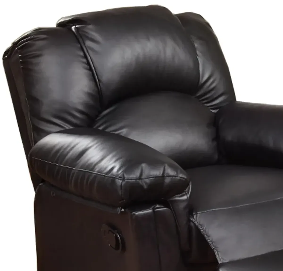 Bonded Leather Rocker/Recliner Black-Benzara