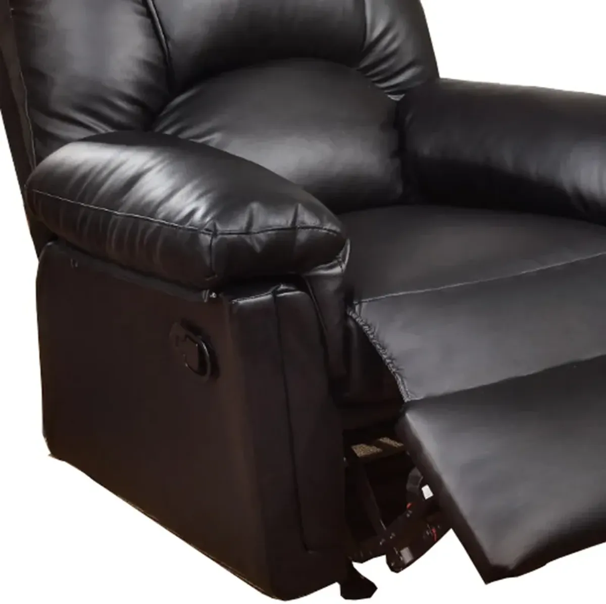 Bonded Leather Rocker/Recliner Black-Benzara