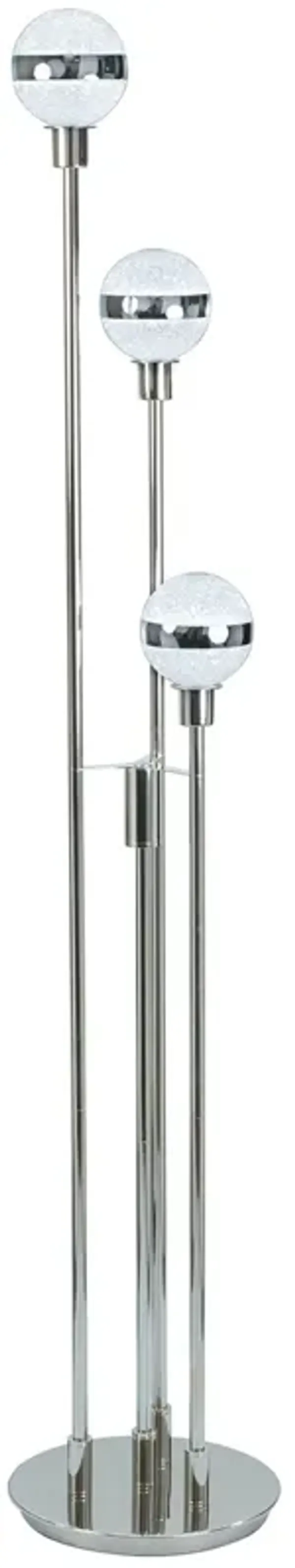 Benjara BM309040 59 in. Round Base Floor Lamp with Modern Accent Globe Glass Shade Nickel & Silver