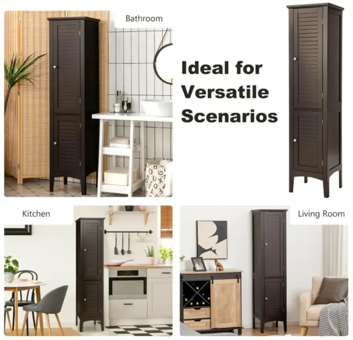 Hivvago Freestanding Bathroom Storage Cabinet for Kitchen and Living Room