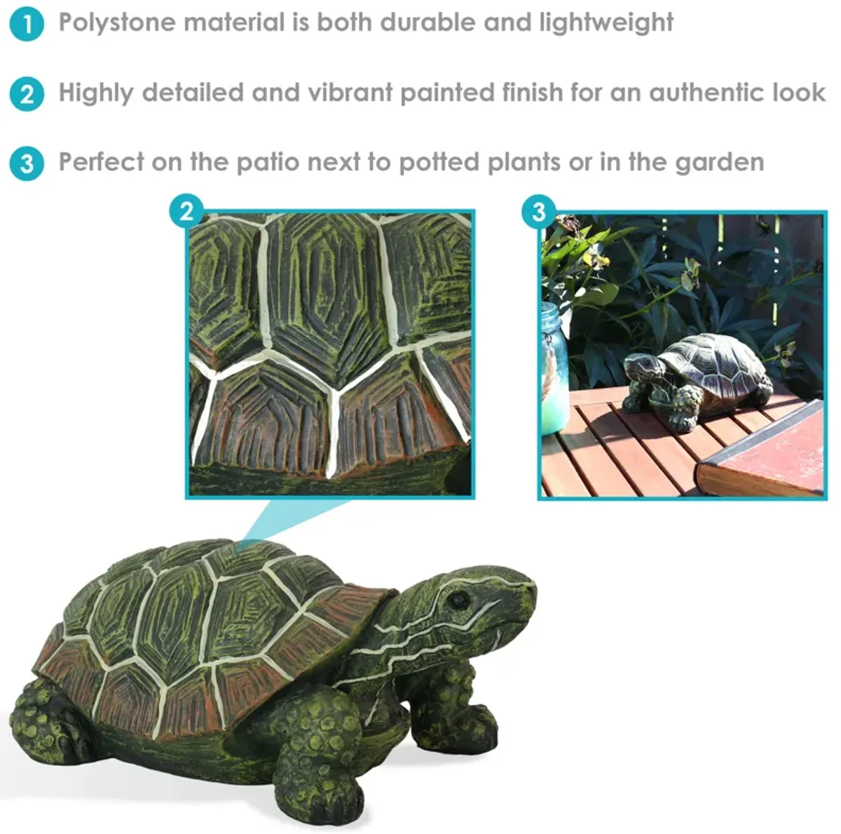 Sunnydaze Terrance the Tortoise Indoor/Outdoor Statue - 9 in