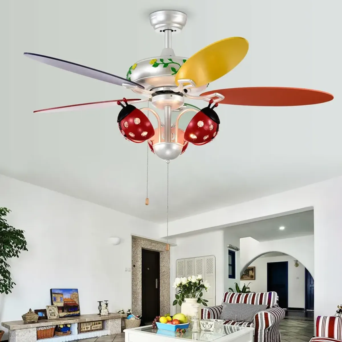 52 Inch Kids Ceiling Fan with Pull Chain Control