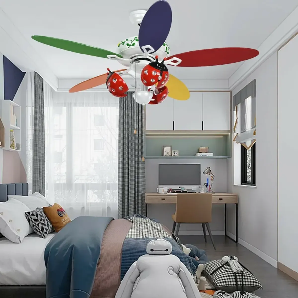 52 Inch Kids Ceiling Fan with Pull Chain Control