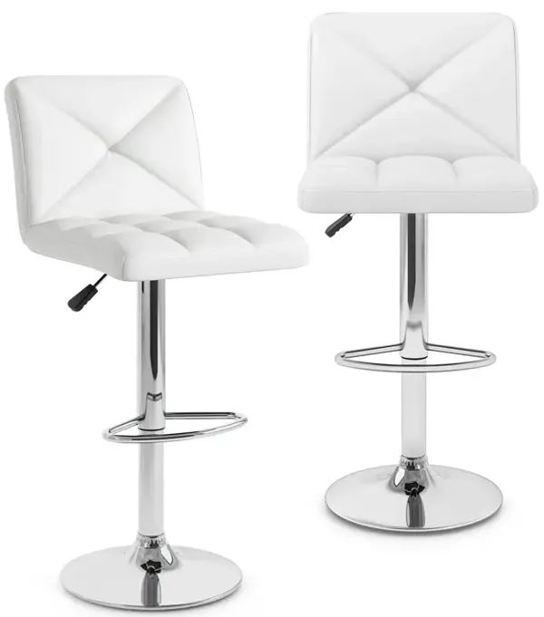 PU Leather Upholstered Bar Stools Set of 2 with Back and Adjustable Height