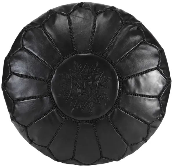Handmade Moroccan Ottoman, Genuine Leather Pouf