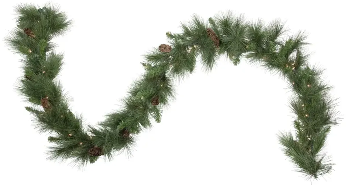 9' x 12" Pre-Lit White Valley Pine Artificial Christmas Garland  Clear Lights