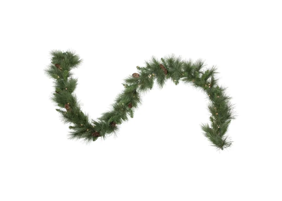 9' x 12" Pre-Lit White Valley Pine Artificial Christmas Garland  Clear Lights