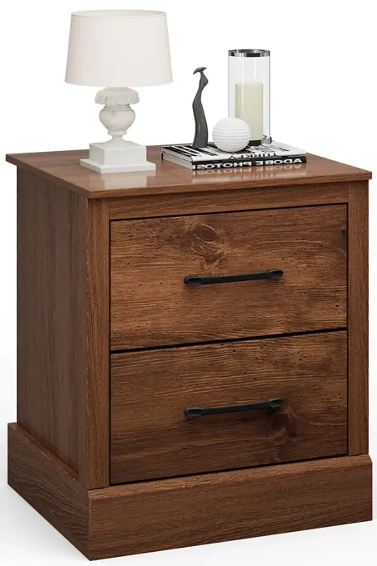 Wood Compact Floor Nightstand with Storage Drawers