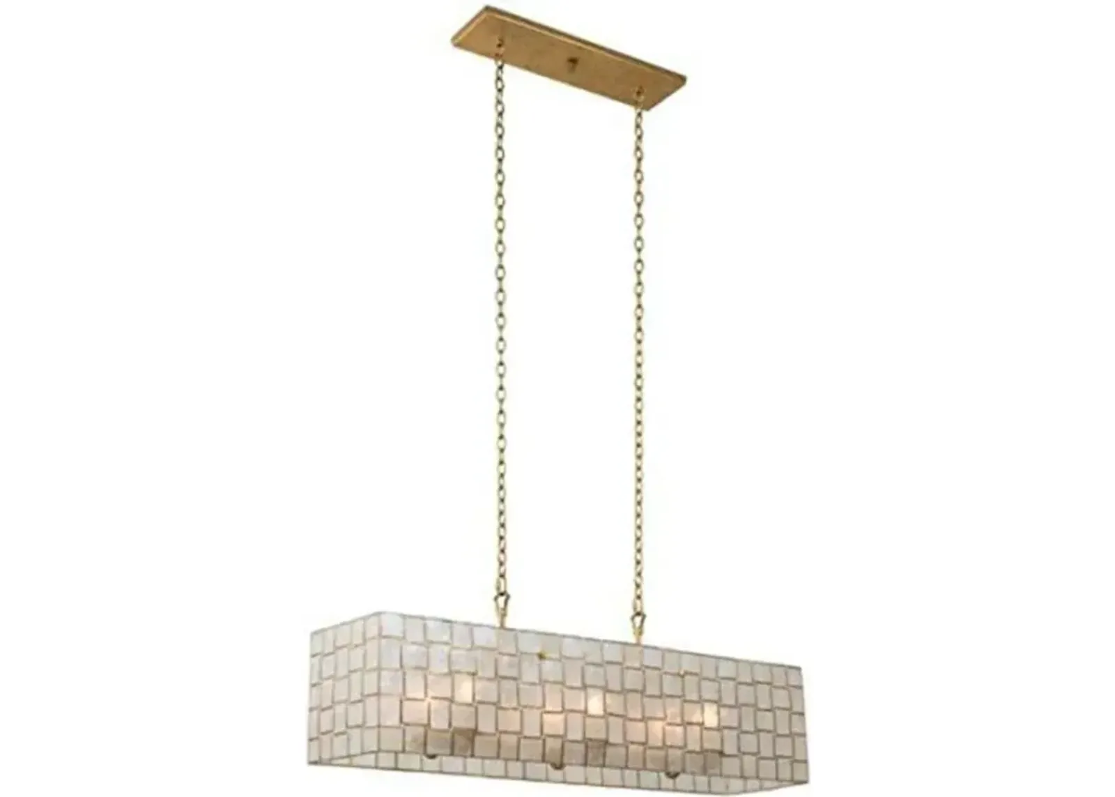 Belen Kox Oxidized Gold Leaf Capiz Shell 42 Inch Island Pendant Light, Belen Kox