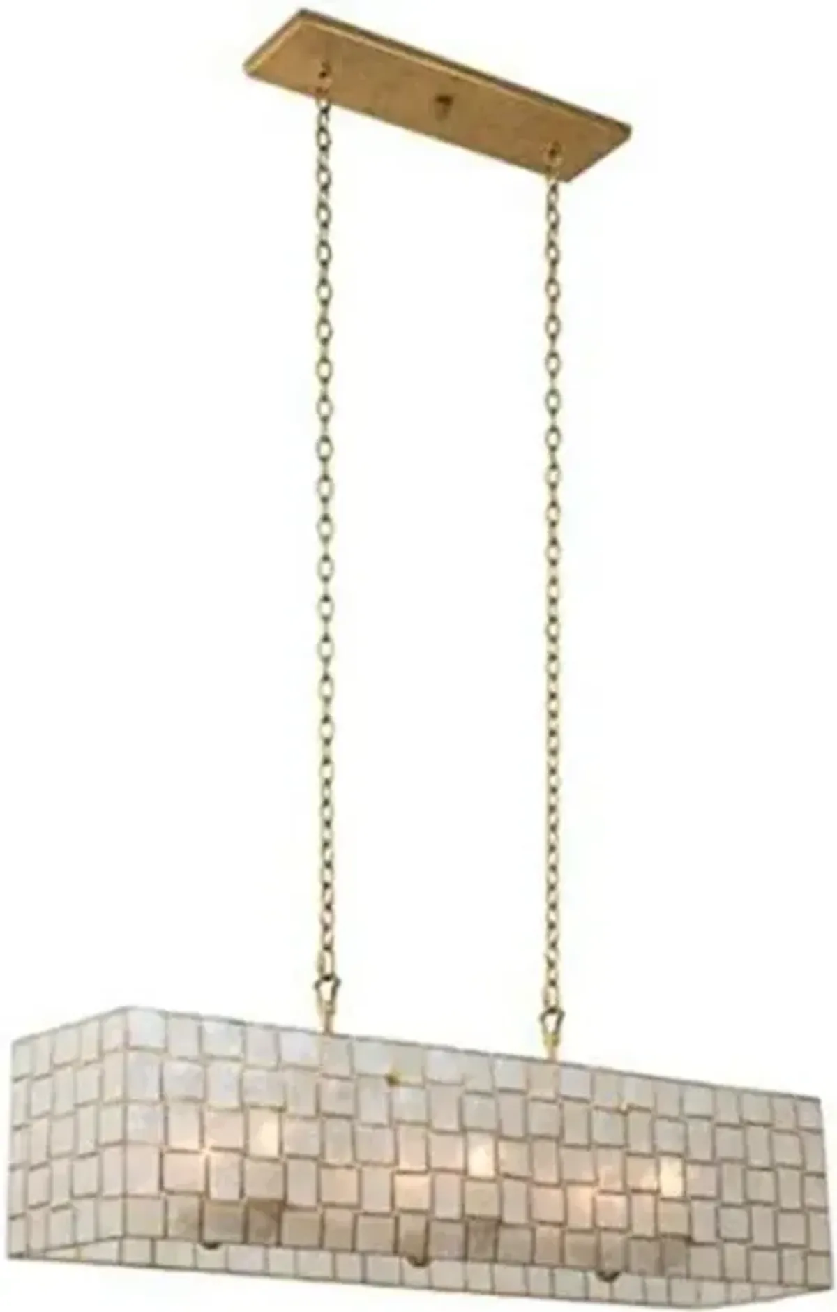 Belen Kox Oxidized Gold Leaf Capiz Shell 42 Inch Island Pendant Light, Belen Kox