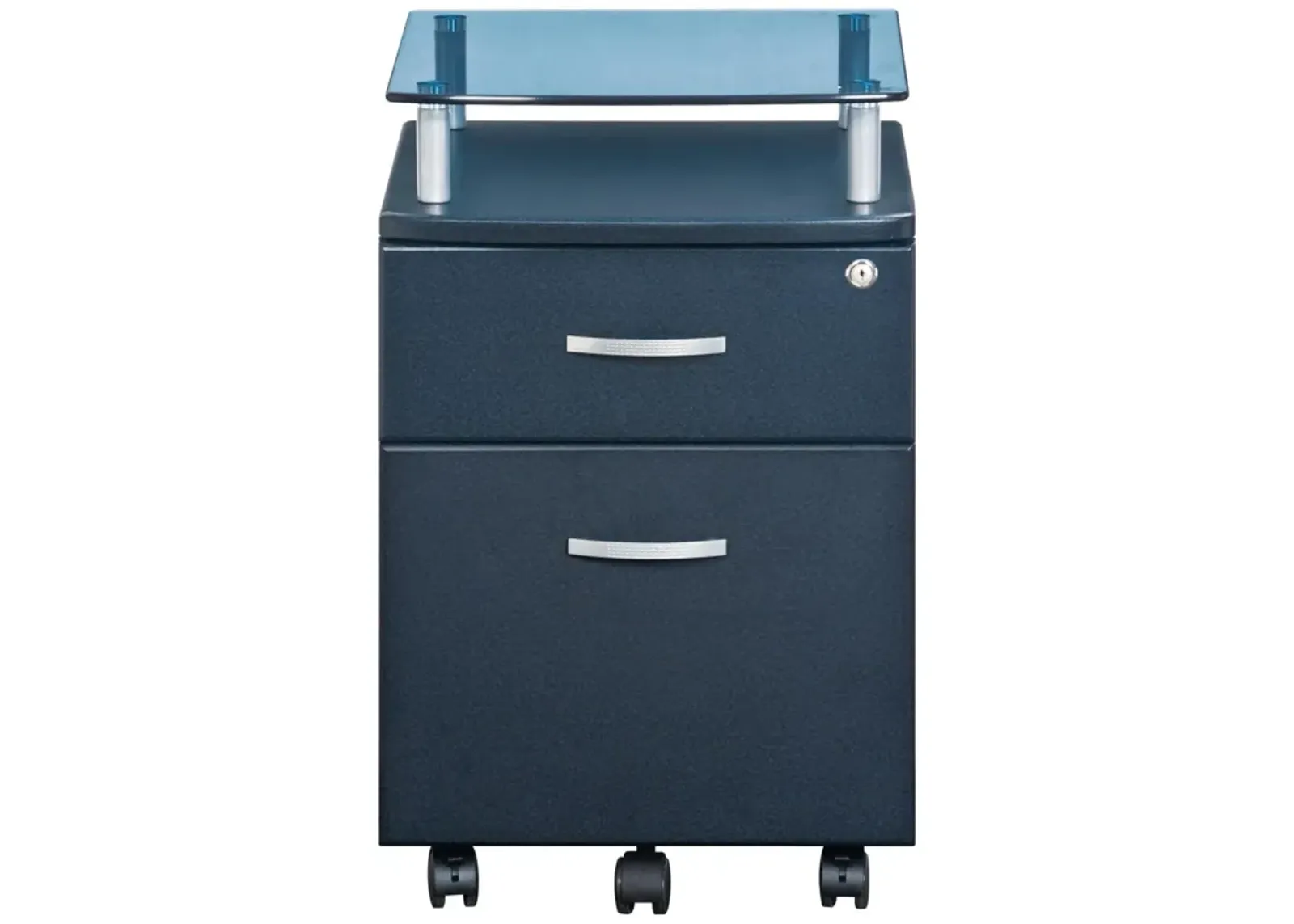 Rolling File Cabinet with Glass Top, Graphite